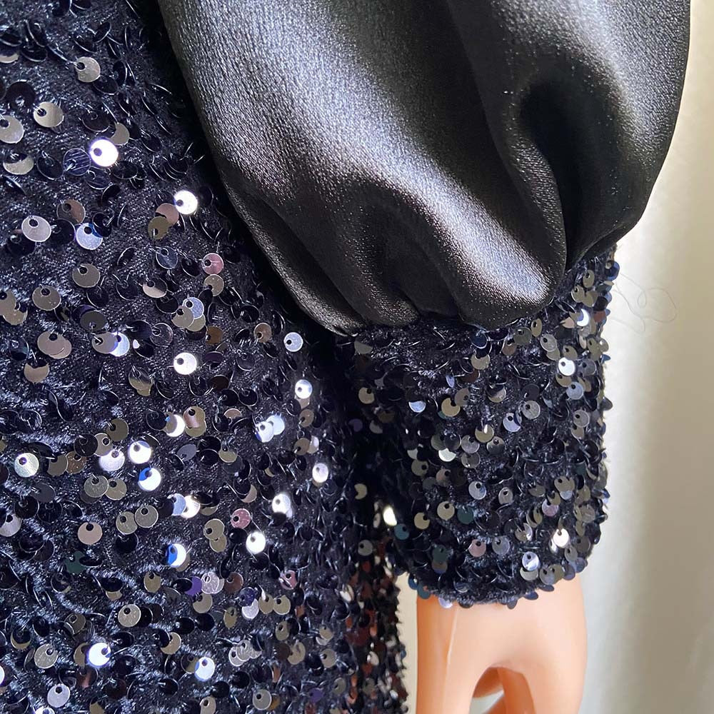 Party Women's Dress for New Year Sequin Women Clothes Sleeve Black Hip Party Dress Elegant Dresses for Women