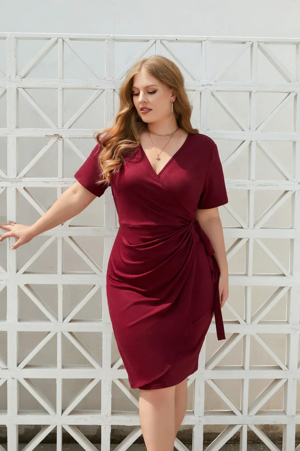 Oversized Women's Clothing, Oversized Solid Color Casual Vacation Dress with Straps, Vacation V-neck Mid Length Dress