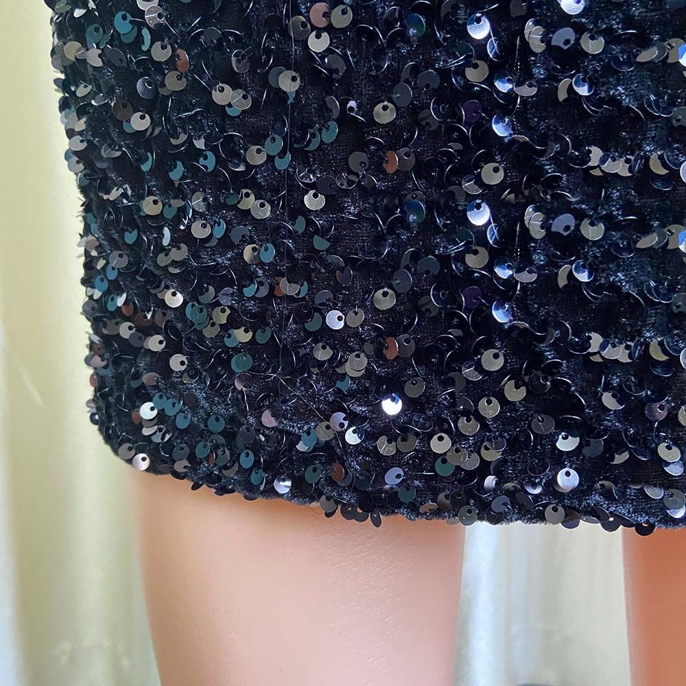 Party Women's Dress for New Year Sequin Women Clothes Sleeve Black Hip Party Dress Elegant Dresses for Women