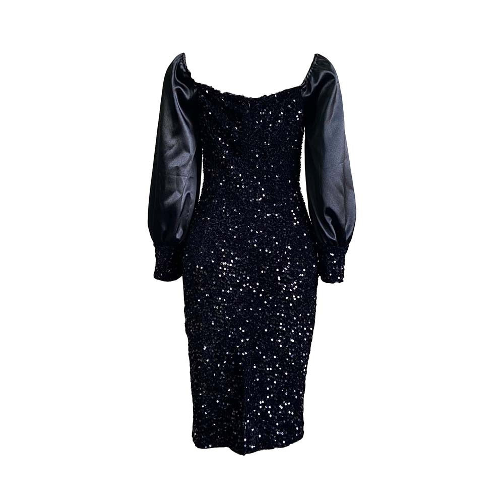 Party Women's Dress for New Year Sequin Women Clothes Sleeve Black Hip Party Dress Elegant Dresses for Women