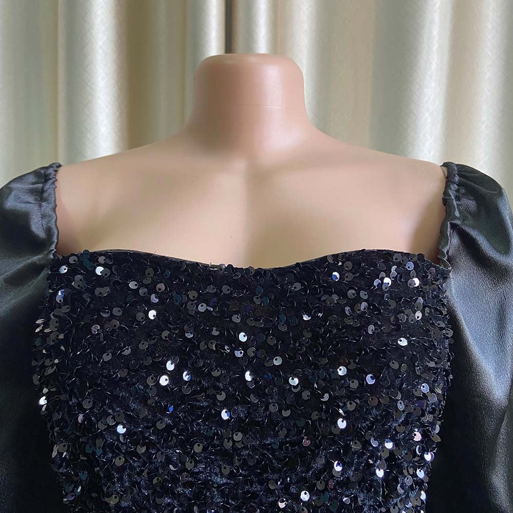 Party Women's Dress for New Year Sequin Women Clothes Sleeve Black Hip Party Dress Elegant Dresses for Women